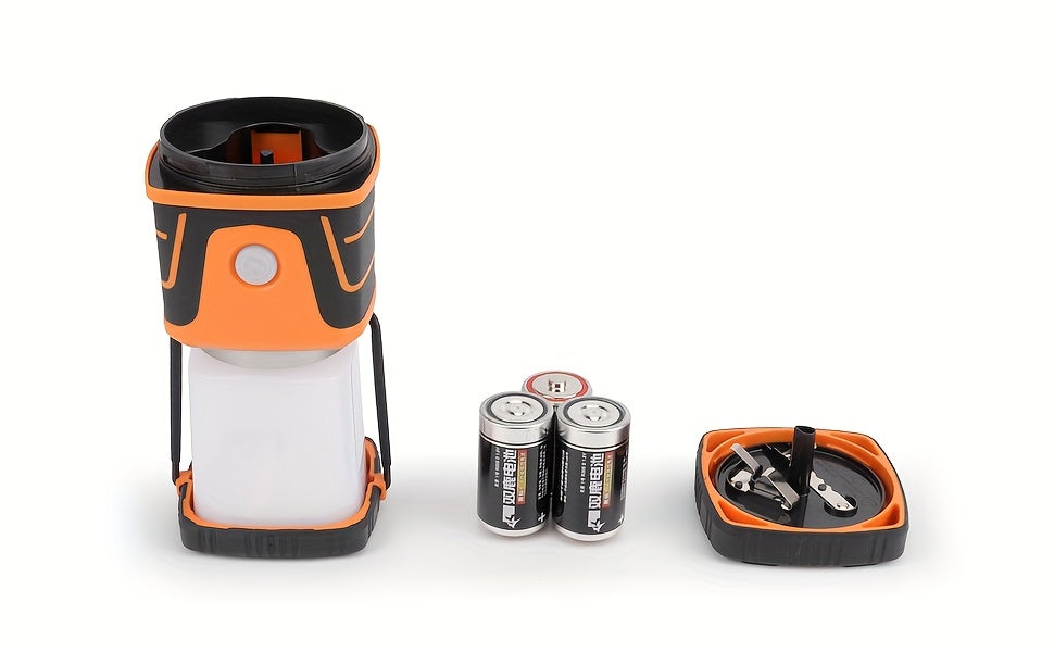 Lampe de camping LED super lumineuse 1500 lumens, 4 modes d'éclairage, intensité réglable, alimentation par batterie, torche de secours pour randonnées nocturnes, éclairage de tente, pannes de courant - DA LIGHT, extrémité en métal poli, sans pile