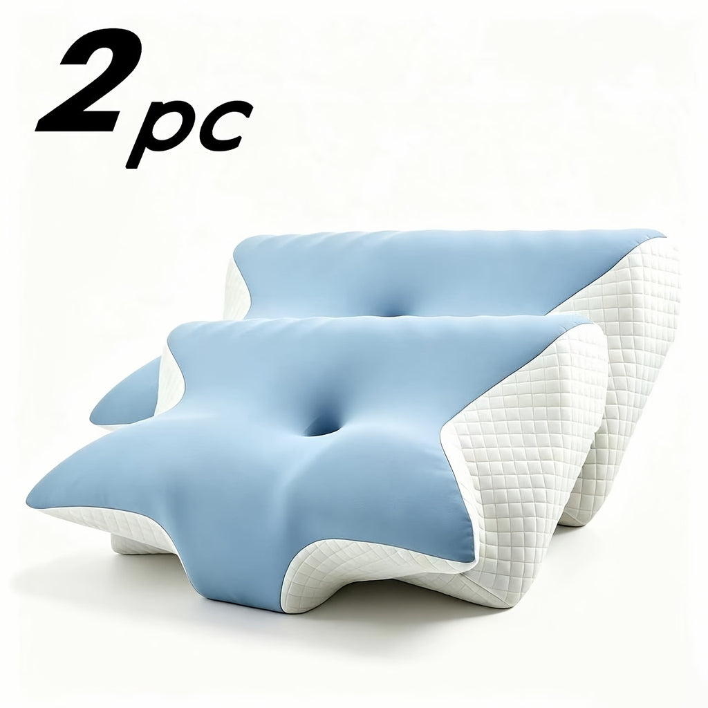 2pcs Oreiller Papillon Mousse à Mémoire de Forme Oreiller Cervical, Sommeil Profond Confortable, Tissu Respirant et Doux, Design Haut de Gamme Prendant En Compte Le Sommeil Sur Le Dossier Et Sur Le Côté, 60*40*12Cm, Cadeaux Pour La Famille Et Les Amis, En