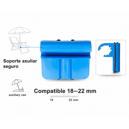 Fixation de parasol de plage à chaise universelle réglable 18Mm-22Mm Accessoire portable Durable Facile à installer Compatible avec les chaises et parasols de jardin et de terrasse