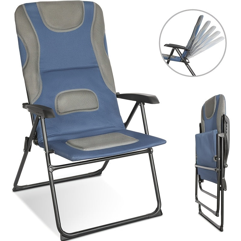 Chaise de jardin Homecall à dossier haut, chaise de camping pliante, chaise pliante rembourrée, chaise de balcon avec dossier réglable à 5 positions pour camping, jardin, balcon, charge maximale 150 kg