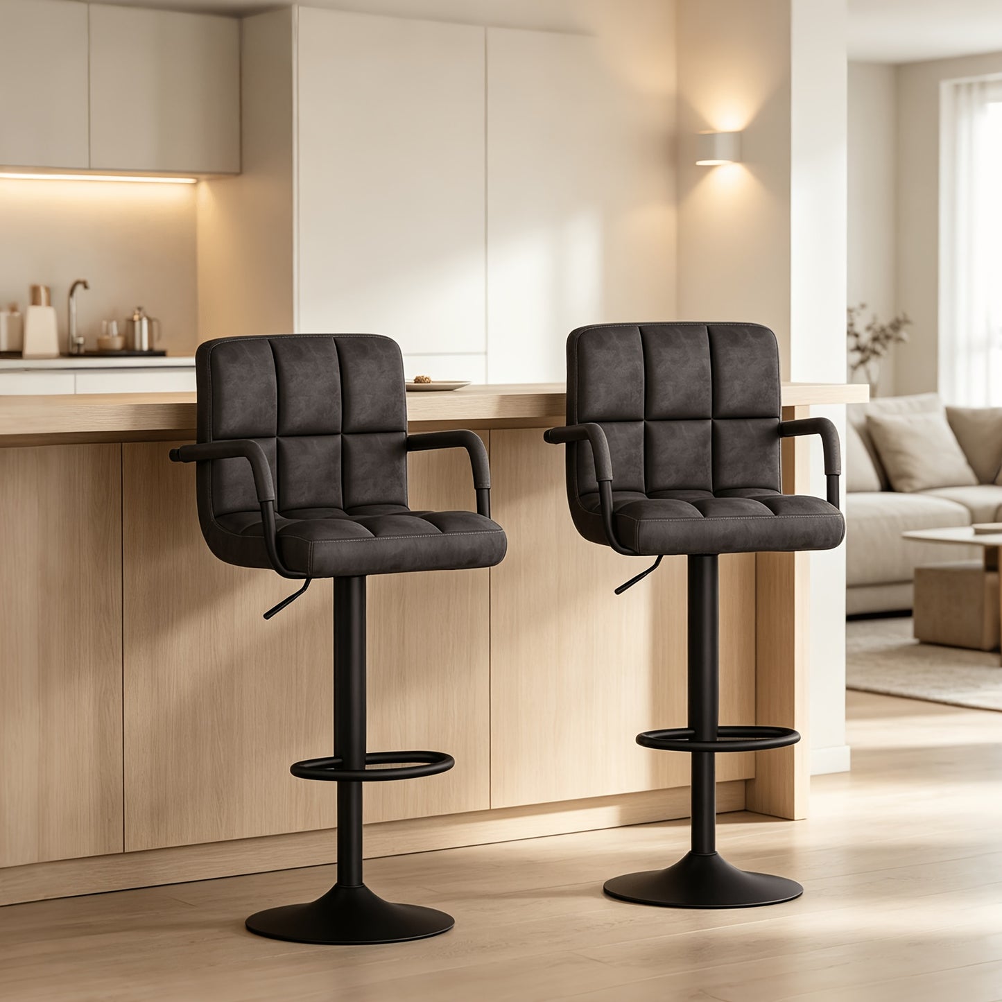 Tabourets de bar, tabouret de bar pivotant à 360° à hauteur réglable, chaise de réception, tabourets de comptoir modernes avec dossier et repose-pieds, tabourets de bar à hauteur de comptoir, convient pour bar de bureau, cuisine, salle à manger, pour cade