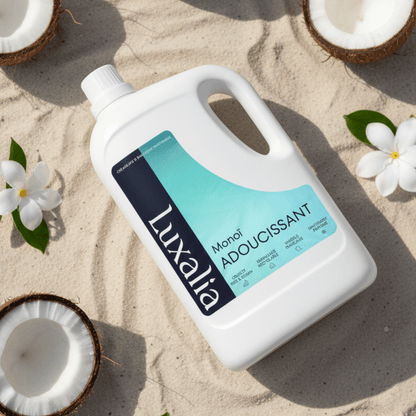 Adoucissant Monoï - Hautement Parfumé - Parfum Envoûtant, Durable & Intense - 250 Lavages 5 Litres - LUXALIA - Assouplissant pour Lessive / Linge.