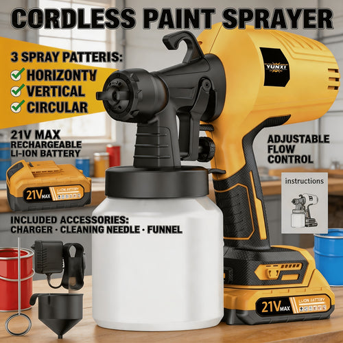 Pistolet à Peinture Électrique Jaune, Très Adapté pour Meubles, Armoires, Clôtures, Murs, Chaises de Jardin, etc. Facile à Nettoyer, Parfait pour l'Art Mural et la Peinture de Meubles. Design Moderne, Durable et de Longue Durée