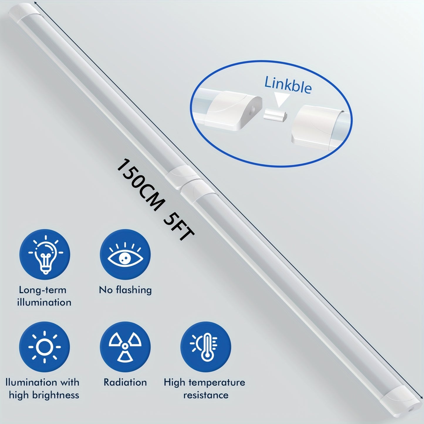 Bandes lumineuses LED 60,96 cm 91,44 cm 121,92 cm 152,4 cm, tube lumineux à profilé, lumière d'épissure pour bureau, magasin, garage, plafond, pièce, blanc froid, blanc neutre, tube lumineux LED, luminaire de plafond LED pour garage, magasin, couloir, bur