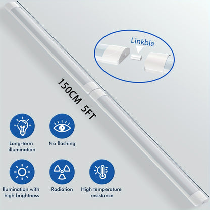 Bandes lumineuses LED 60,96 cm 91,44 cm 121,92 cm 152,4 cm, tube lumineux à profilé, lumière d'épissure pour bureau, magasin, garage, plafond, pièce, blanc froid, blanc neutre, tube lumineux LED, luminaire de plafond LED pour garage, magasin, couloir, bur