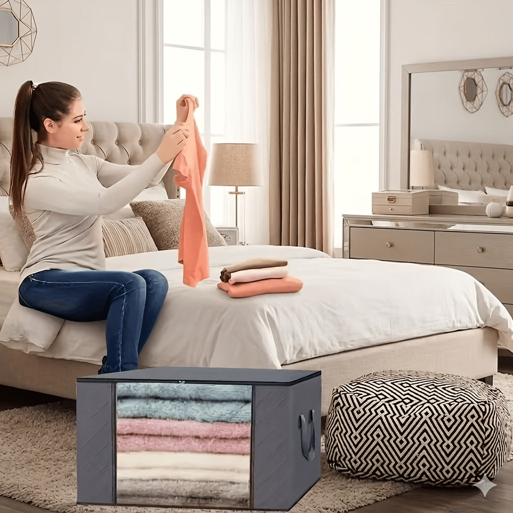 Grands sacs de rangement avec fermetures éclair et couvercles, conteneurs pliables pour rangement sous le lit avec poignées, idéaux pour organiser les couvertures, la literie, les oreillers et les vêtements. Ces sacs de voyage peu encombrants sont égaleme
