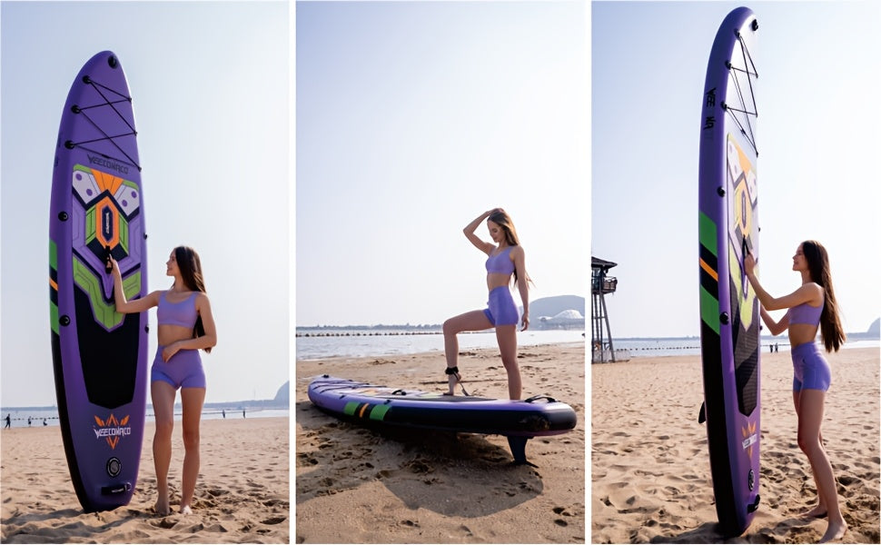 Kit de planche de stand-up paddle gonflable SUP, 320 x 82 x 15,5 cm, capacité de charge jusqu'à 170 kg, pack supplémentaire et ligne de sécurité inclus, pagaie réglable et pompe incluses