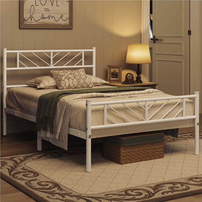 Costoffs Cadre de lit en metal simple Lit en Métal pour Adultes Grande Espace en Lattes Moderne