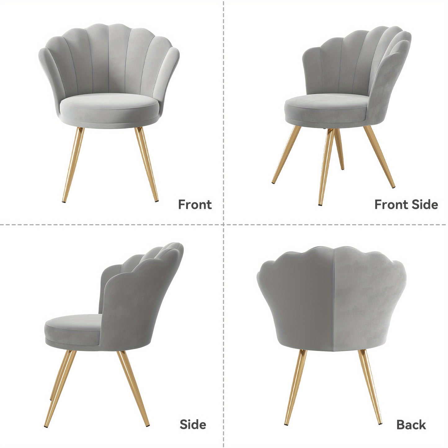 Fauteuil d'appoint moderne en velours avec dossier, chaise de coiffeuse rembourrée pour salle de maquillage, chaise d'appoint de maquillage, chaise de bureau avec pieds en métal doré pour chambre et salon