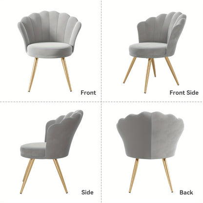 Fauteuil d'appoint moderne en velours avec dossier, chaise de coiffeuse rembourrée pour salle de maquillage, chaise d'appoint de maquillage, chaise de bureau avec pieds en métal doré pour chambre et salon