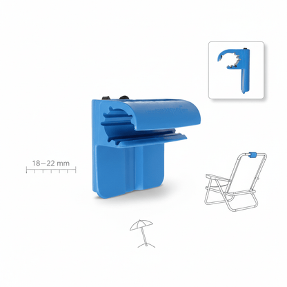 Fixation de parasol de plage à chaise universelle réglable 18Mm-22Mm Accessoire portable Durable Facile à installer Compatible avec les chaises et parasols de jardin et de terrasse