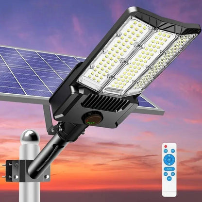 Lampadaire Solaire Extérieur avec Détecteur de Mouvement 6500K, Projecteur de Sécurité Solaire pour Jardin, Rue