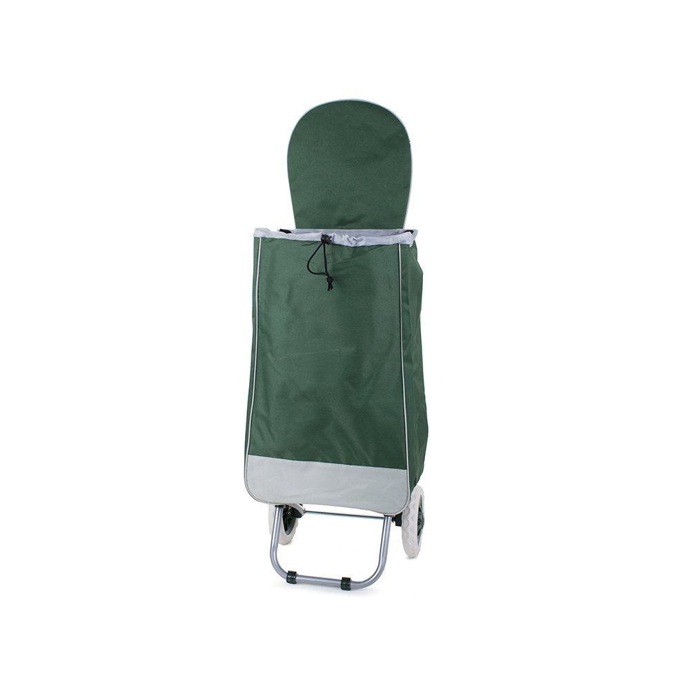 Chariot de courses pliable avec roues, robuste et spacieux, avec poche et poignées, pratique pour transporter des courses lourdes, base stable, grandes roues et poignée durable, en matériau imperméable, facile à nettoyer, poche pour verrouillage ou portef