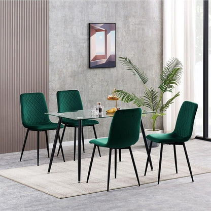 Ensemble de 4 chaises de salle à manger MCC Direct en velours, pieds en métal, chaises Lexi, chaises de conception