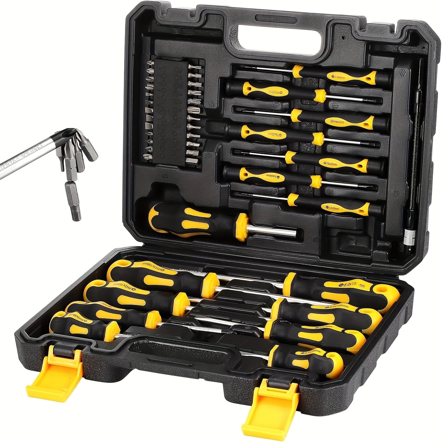 42 pièces Ensemble de Tournevis Magnétiques avec Fente/Phillips/Hex/Torx/Précision - Robustes - Kit Adapté pour Réparation Auto, Usage Domestique, Électronique & DIY - Idéal pour Mécaniciens, Bricoleurs (Cadeau pour la Fête des Pères) - Aucun Assemblage R
