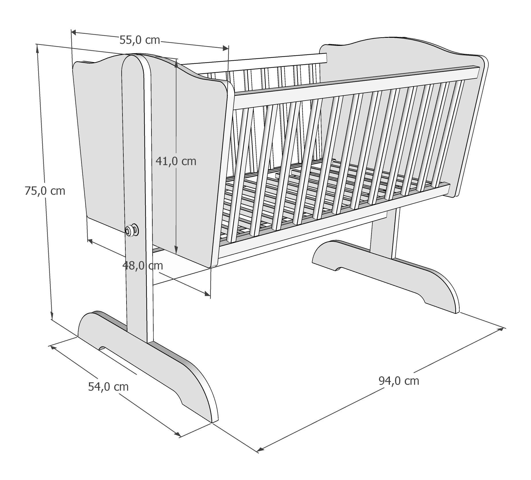 Berceau en Bois pour Enfants – Blanc – Option avec ou sans Matelas