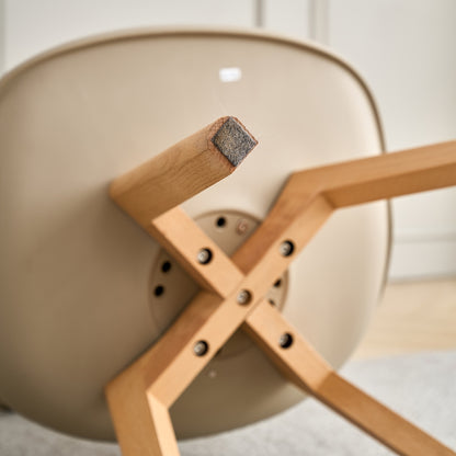 EGOONM Ensemble de 6 chaises de salle à manger, chaises de cuisine scandinaves - Design de dossier coquillage découpé, coussin en similicuir et pieds en bois de hêtre