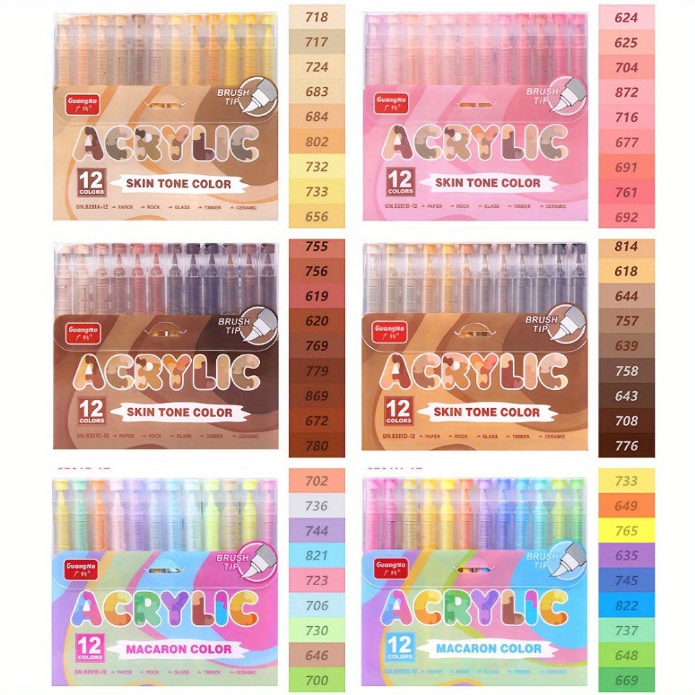 Set de 72 marqueurs acryliques, sans débordement, adaptés au papier, au bois et à la pierre - Divers styles allant des illustrations peintes à la main aux loisirs créatifs, idéal pour la peinture artistique professionnelle, cadeaux de fin d'année