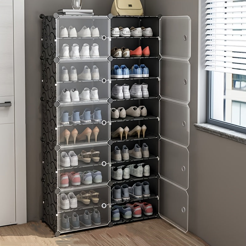 Étagère à chaussures facile, armoire à chaussures en plastique, rangement anti-poussière multicouche, convient pour l'assemblage multicouche d'étagères à chaussures dans les chambres, les halls d'entrée, les salons, les dortoirs et les portes avec de mult