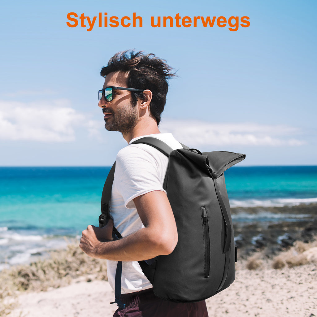 Sac à dos de voyage léger et anti-vol 20-25L pour hommes et femmes - compartiments multiples, bretelles ajustables, conception durable en coque souple en 6 couleurs « noir, blanc, gris, beige, marine, rose » - sac à dos de jour pour navetteurs pour l'écol