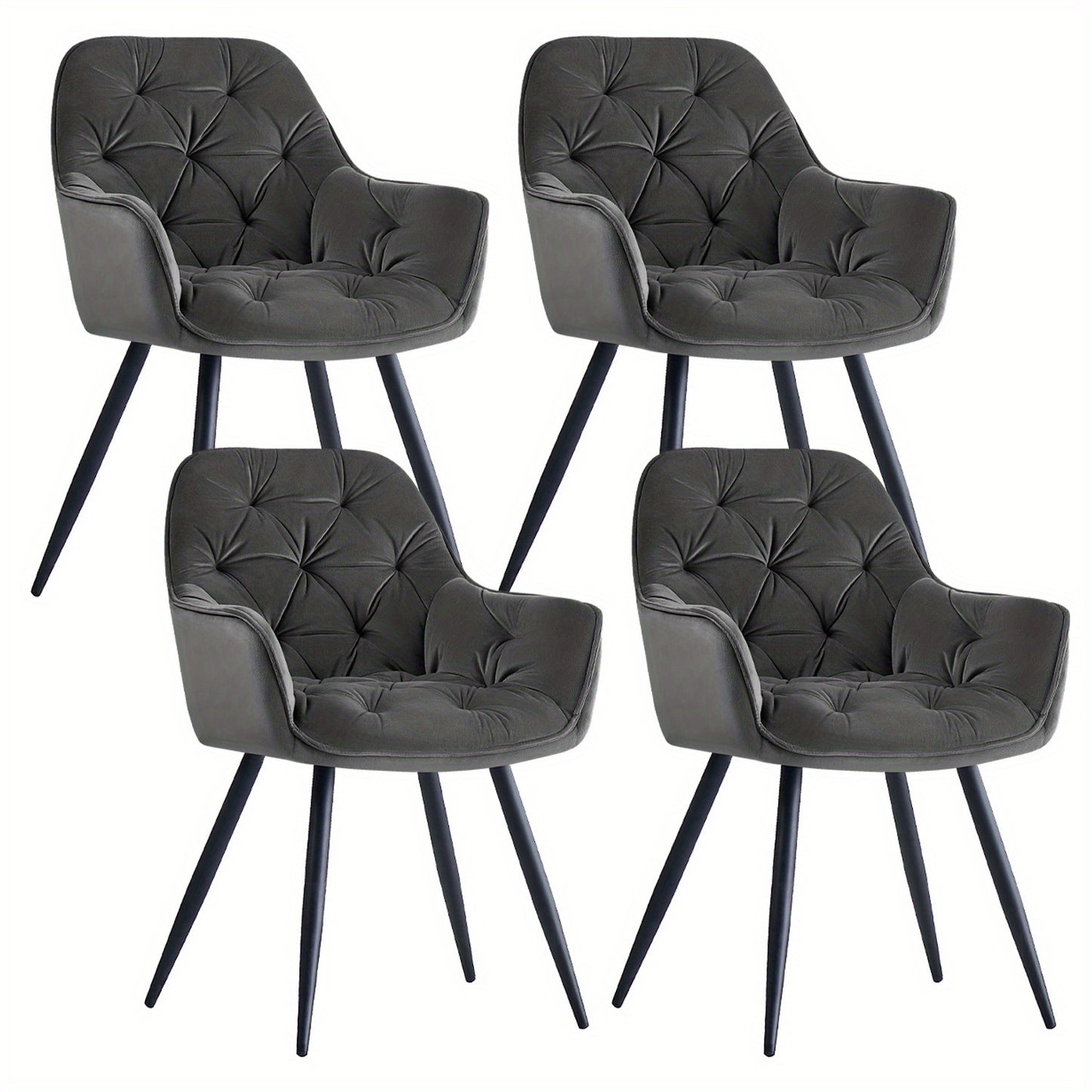 Lot de 2/4/6 Chaises de Salle À Manger Avec Assise Rembourrée En Velours Épais, Pieds En Métal, Accoudoirs Et Dossier ; Chaise D'Angle Pour Salon Ou Pièce À Vivre