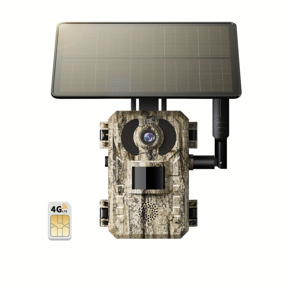 2 pièces Caméra de Piste Cellulaire 4G LTE / 1 pièce Caméra, avec Vue en Temps Réel 2K, Vision Nocturne, Carte SIM Intégrée, Accès à Distance par Téléphone, Activation de Mouvement 0,2S, avec Panneau Solaire, Adaptée pour Caméra de Chasse dans les Zones É