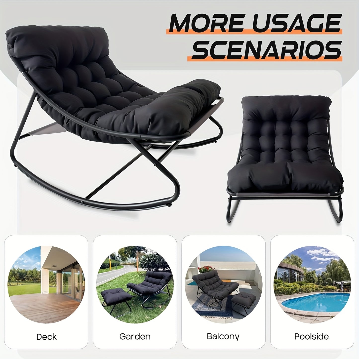 Fauteuil à Bascule Moderne pour Salon avec Fonction Inclinable, Fauteuil à Bascule pour la Maison, Fauteuil à Bascule de Luxe pour Chambre, Disponible en Noir et Gris, Idéal pour les Loisirs en Famille, Cadeau de Vacances Parfait, Adapté à Toutes les Sais