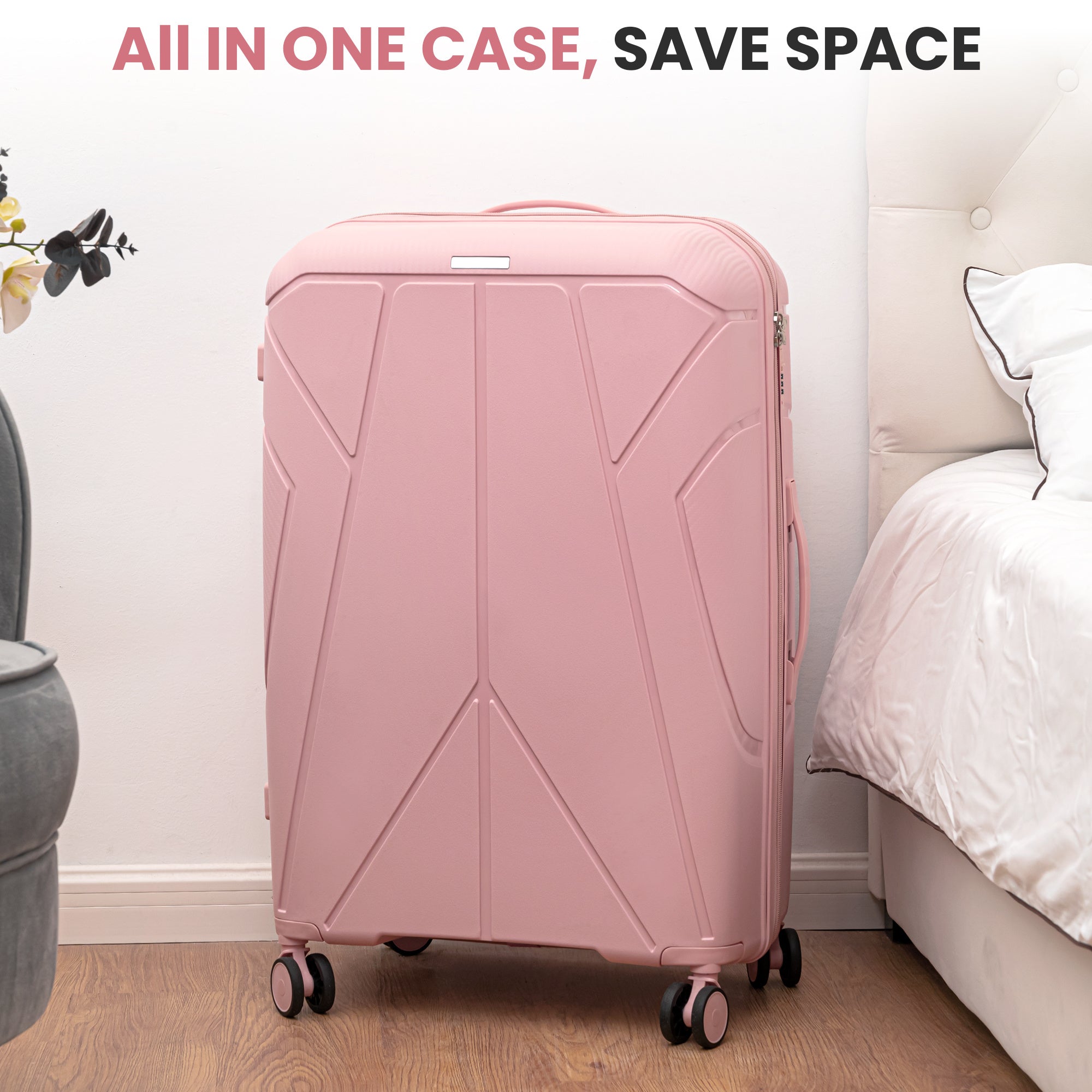Ensemble de 4 valises rigides avec balance de bagage gratuite – Valise 20/24/28 pouces + Valise à main – Valises de voyage légères à coque rigide – Roues pivotantes à 360° – Serrure TSA – Bagage à main et enregistré – ABS – Pour femmes, hommes, famille, v