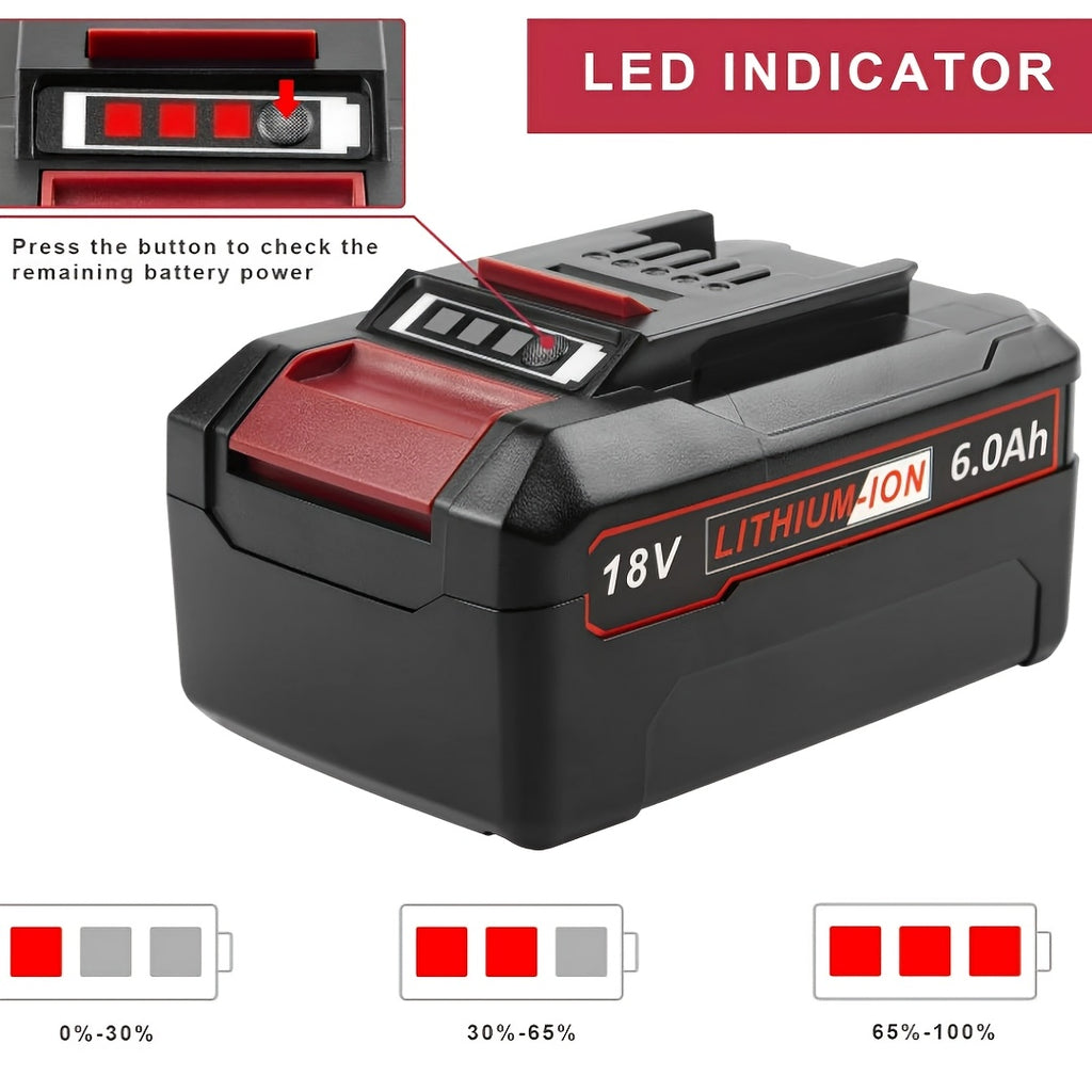 Lot de 2 batteries Einhell 18V, batterie de rechange Einhell Power X-Change 6000mAh lithium-ion, compatible avec tous les outils Einhell 18V et Power X-Change H, avec indicateur LED