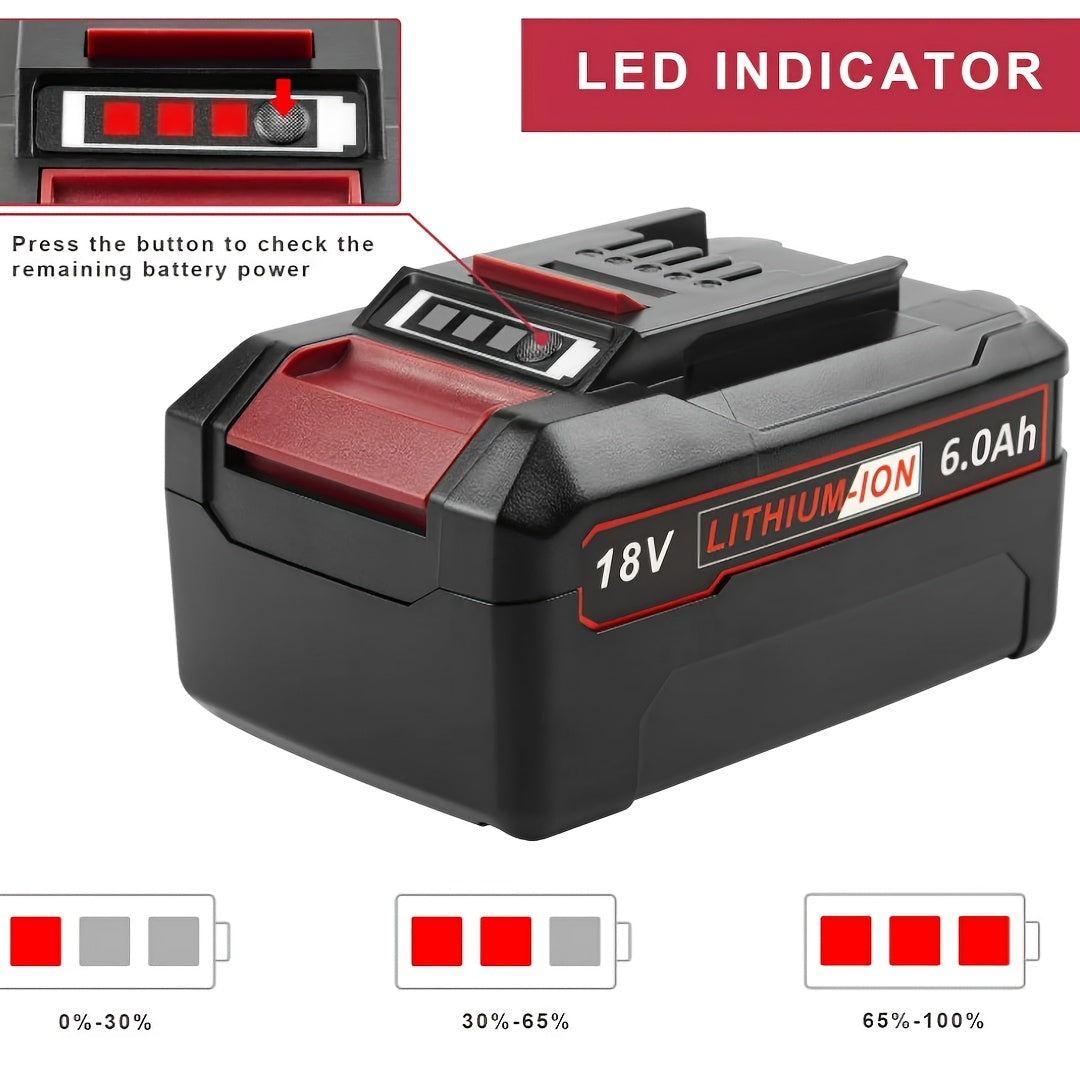 Lot de 2 batteries Einhell 18V, batterie de rechange Einhell Power X-Change 6000mAh lithium-ion, compatible avec tous les outils Einhell 18V et Power X-Change H, avec indicateur LED