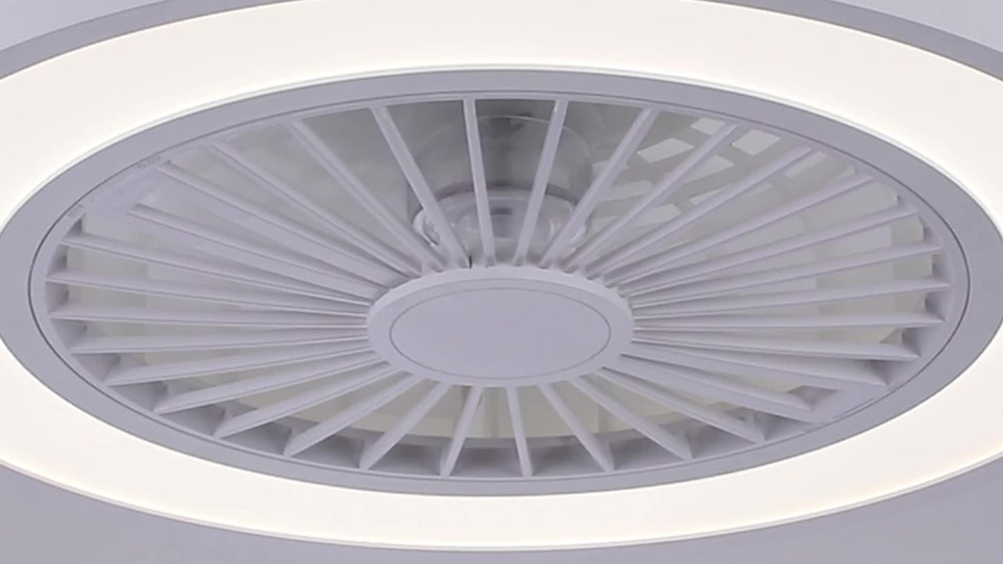 Ventilateur de Plafond ATEROLL avec Éclairage Diamètre 55,8 cm, Ventilateur de Plafond avec Lumière à Intensité Variable (3000K-4000K-6500K), 6 Vitesses avec Télécommande, Minuterie, Mémoire de Lumière, Convient pour Chambre à Coucher