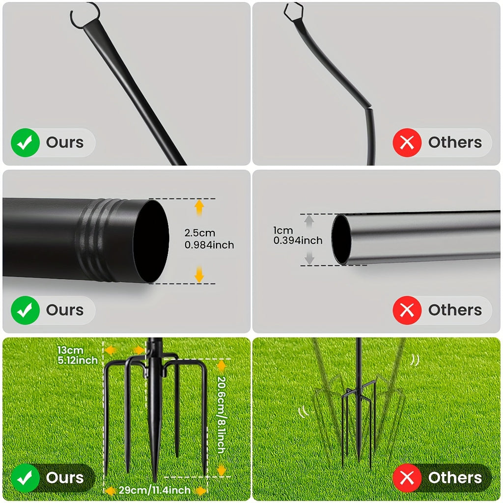 8pcs/6pcs/4pcs/2pcs Tiges de Suspension, Piquets de Jardin en Fer avec Base Fourche pour Guirlandes Lumineuses d'Extérieur - Accessoire d'Éclairage Polyvalent Non Chargé avec Extrémité Mate, Idéal pour Jardin, Patio, Mariage, Cour Arrière, Terrasse et Déc