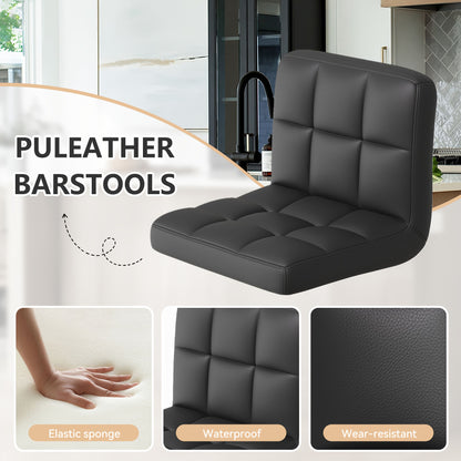 Ensemble de 2 tabourets de bar, tabourets de bar pivotants réglables en cuir PU, chaise de réception, tabourets de comptoir modernes avec dossier et repose-pieds, tabourets de bar de hauteur de comptoir adaptés pour bureau, bar, cuisine, salle à manger
