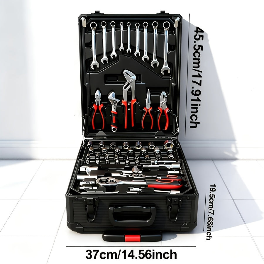 Lot de 187 pièces, ensemble d'outils mécaniques pour réparation automobile et vélo, clés à cliquet 1/2" x 1/4" et 3/8" de qualité course professionnelle, kit d'outils pour la maison, cadeau parfait pour la fête du Travail