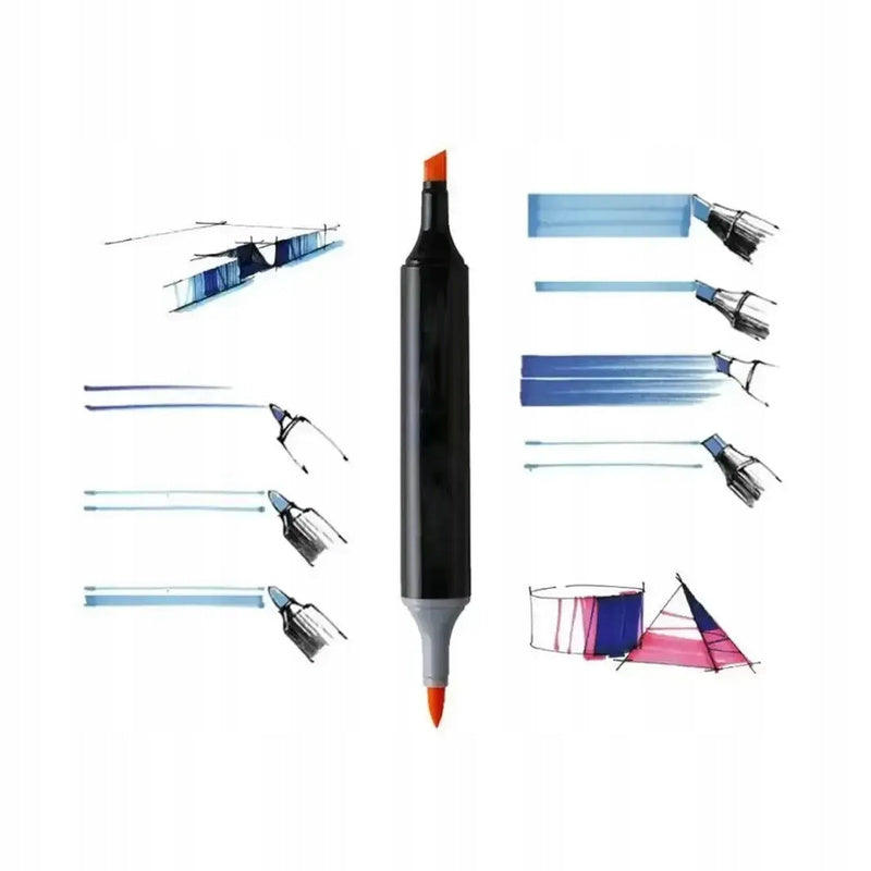 Ensemble de 80 marqueurs à double pointe, stylos et feutres, avec des pointes doubles de différentes épaisseurs, pour le dessin, le croquis et la couleur, idéal pour les artistes, les designers, les architectes, les illustrateurs, les étudiants et les élè