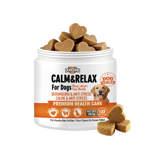 Chews Apaisants pour Chien 123 Pièces | Camomille pour Séparation | Aide au Sommeil et Soulagement du Stress pour Chiots et Gros Chiens
