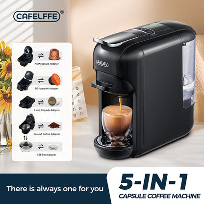 CAFELFFE Machine à café capsule 5-en-1 MK606 | Machine à expresso à infusion chaude/froide, 19 bar de pression, compatible avec les capsules Nec* Original, DG, Kcup, sacs ESE, poudre de café, réservoir d'eau de 0,6 L, économie d'énergie, facile à nettoyer
