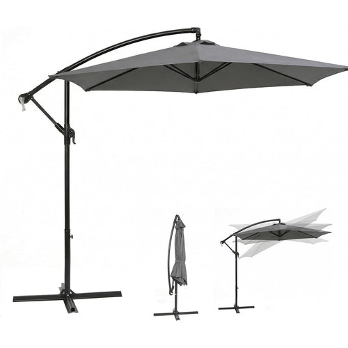 Parasol à baleinière Sekey 300 cm avec auvent inclinable, parasol avec mât en aluminium de 48 mm et 6 entretoises en acier, parasol de jardin et de terrasse rond et pliable, avec sangle supplémentaire -basculement