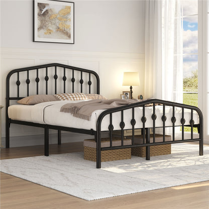 Costoffs Cadre de Lit Double en Métal Moderne - Avec Sommier à Lattes Métalliques - Espace de Rangement Sous-lit - Idéal pour Chambre, Dortoir ou Appoint - Style Industriel Intemporel