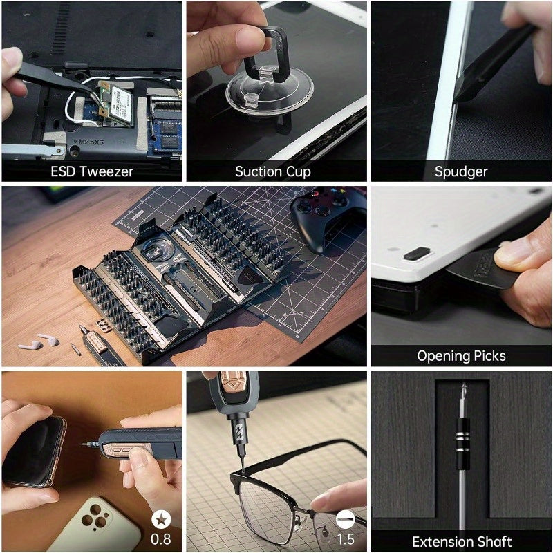 [Cadeau outil pour hommes] Ensemble de tournevis de précision manuel 180 en 1, conception de modélisation de conteneur, angulaire, élégant, kit de réparation magnétique professionnel, adapté aux ordinateurs portables, téléphones mobiles, caméras, tablette