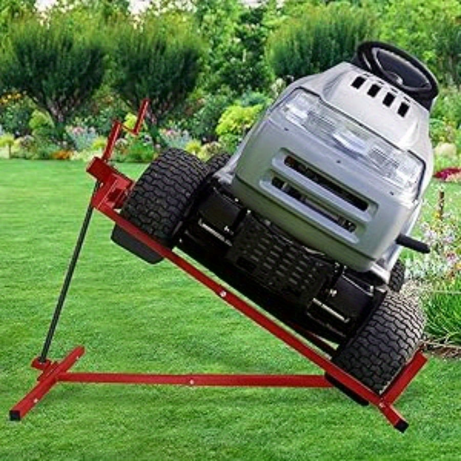 Diable pour tracteur de pelouse, Diable pour tondeuse à gazon et tracteur de pelouse Max 400KG, Aide au nettoyage de tondeuse à gazon inclinable à 45° réglable, Diable pour tondeuse à gazon, Rouge/noir
