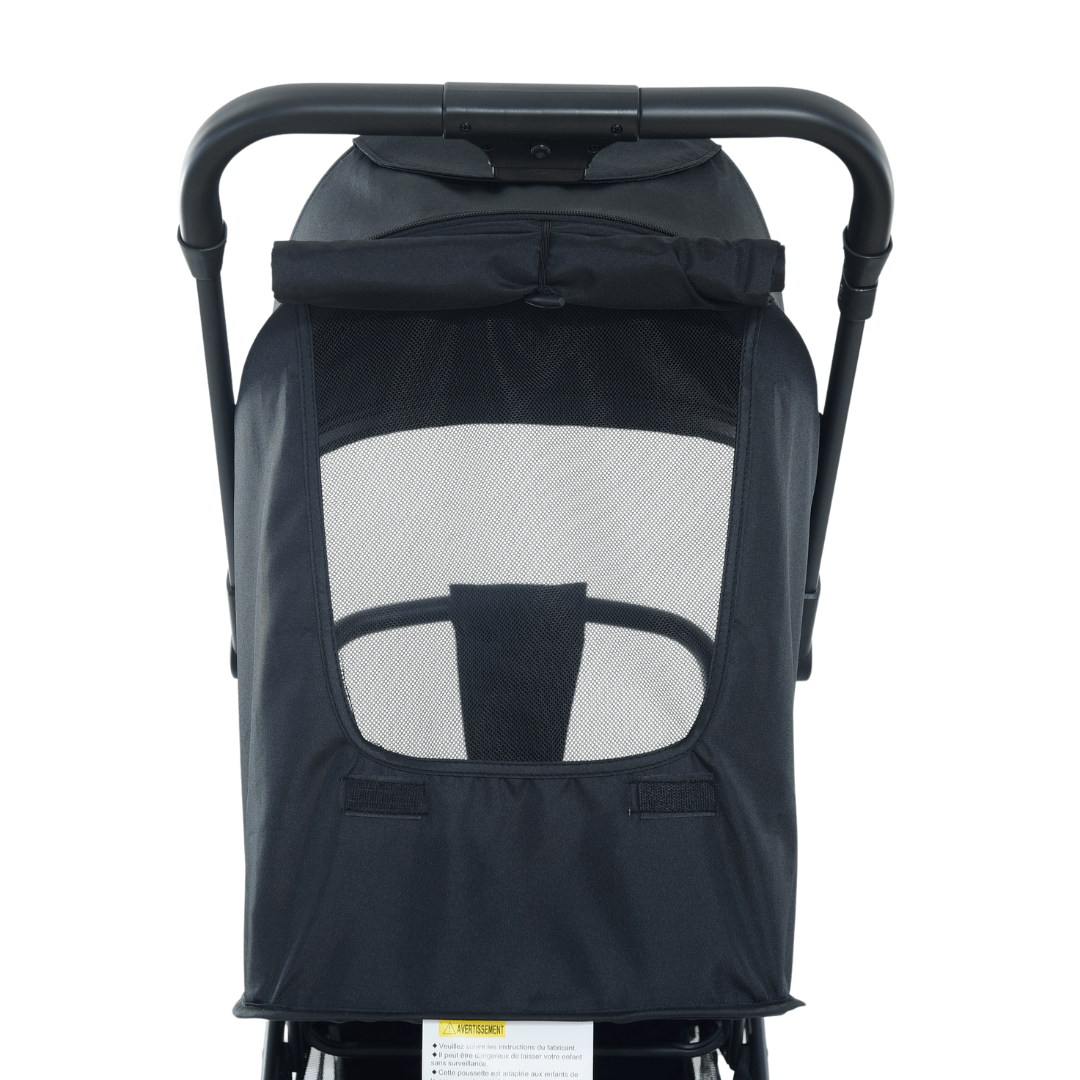 HonorBB ZOA Poussette Canne Bébé Légère et Compacte, 0-3 Ans, 0-15 kg, 3 Positions Inclinables, Pliage Automatique, Bandoulière, Moustiquaire et Protection Pluie Offerts – Essential Black