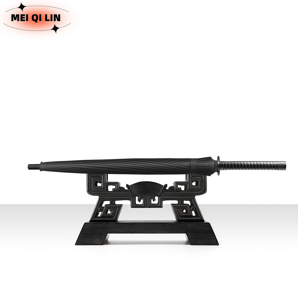 1 pièce ou 2 pièces en option, Parapluie Samouraï Ninja Semi-automatique MEI QI LIN, Le meilleur cadeau créatif (16 baleines), Parapluie à long manche robuste et durable