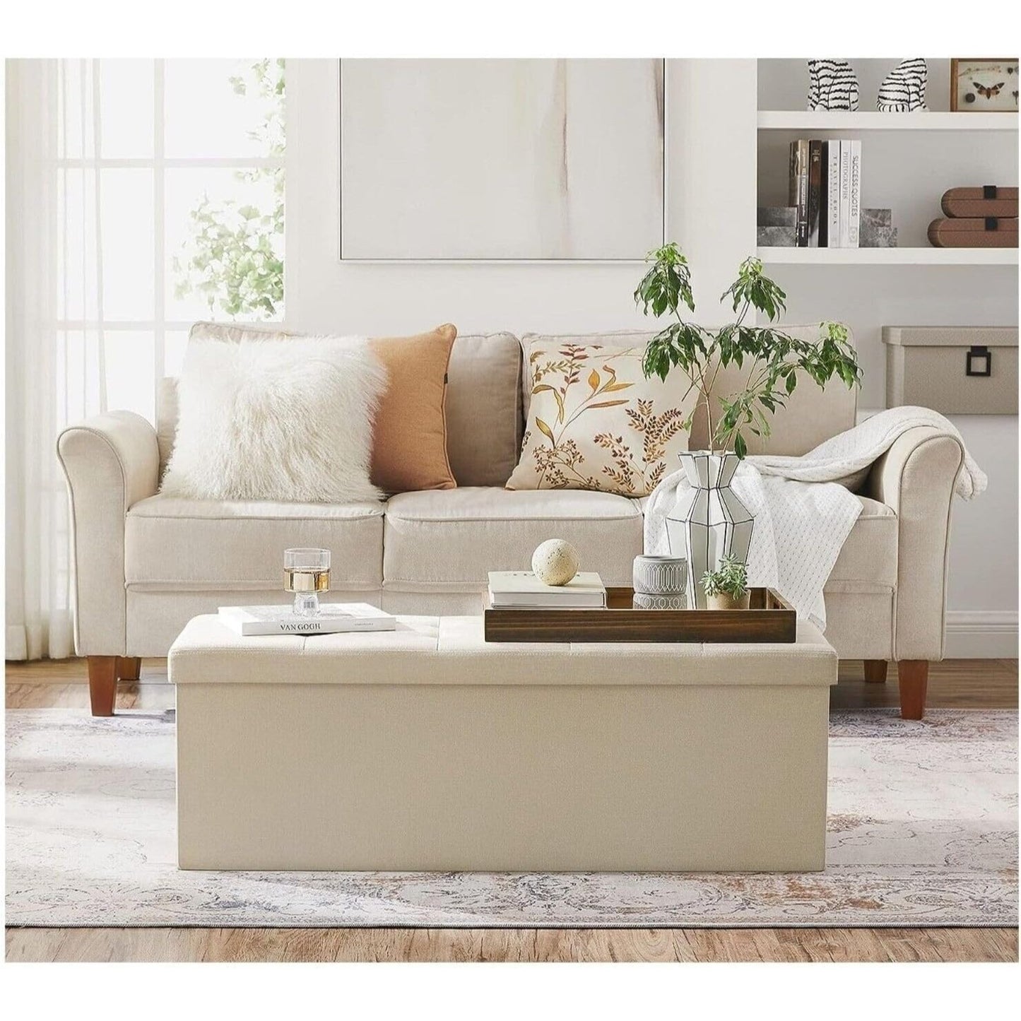 Pouf repose-pieds de rangement Cecaro Group, coussin d'appoint, coffre banc matelassé capitonné, plusieurs couleurs