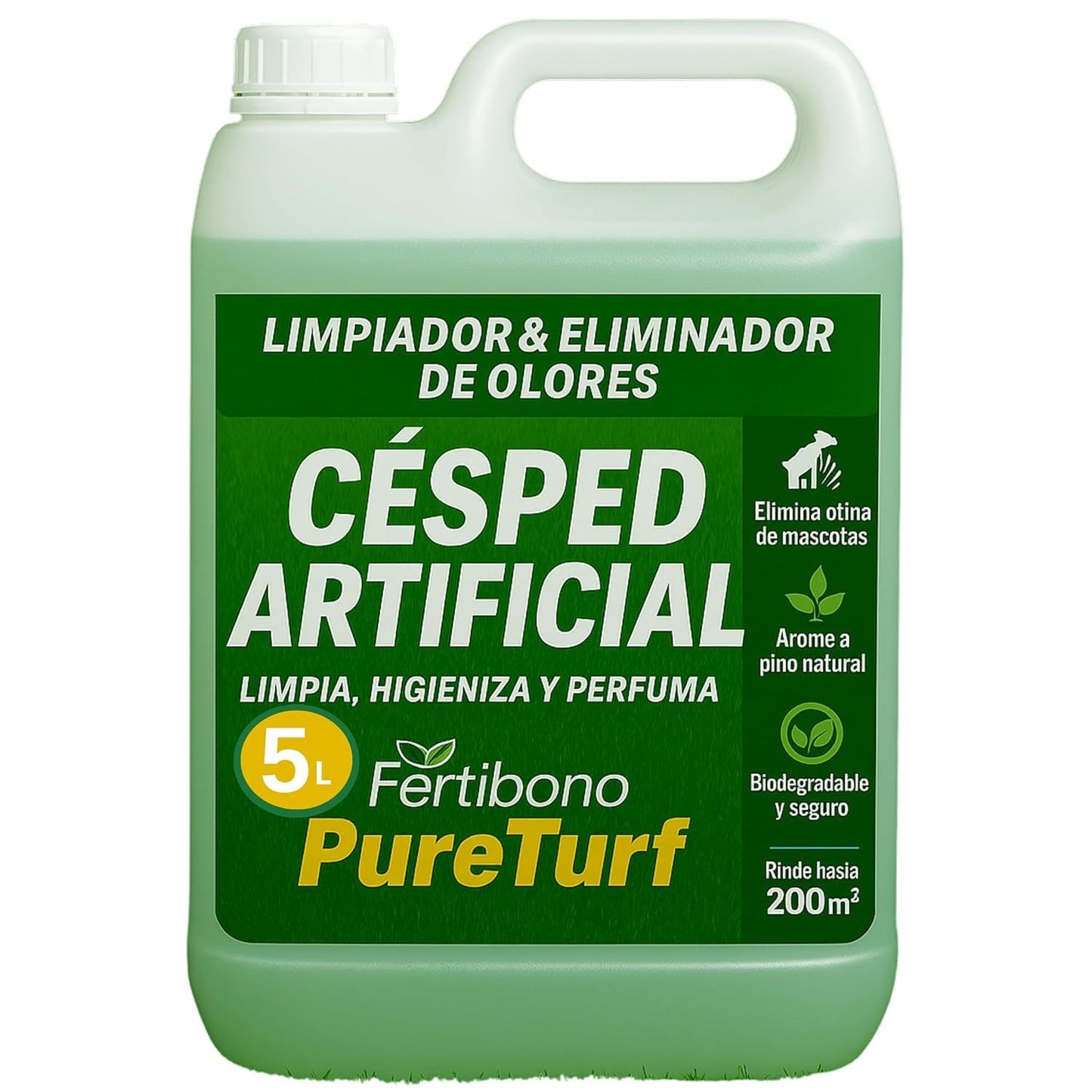Nettoyant pour gazon artificiel PureTurf 5L – Désinfectant parfum pin pour usage intérieur et extérieur | Neutralise les odeurs d'animaux et garde votre jardin toujours frais
