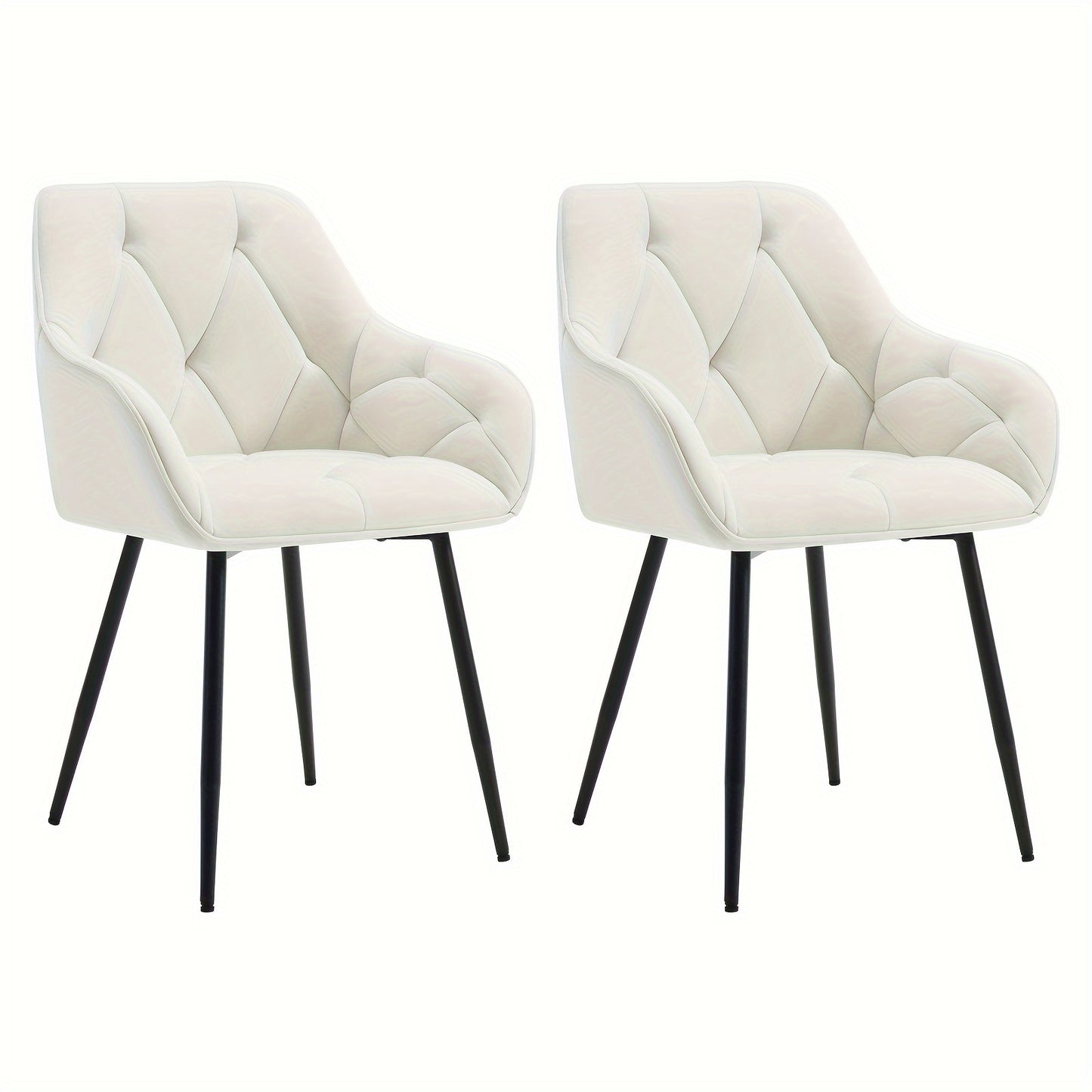 2pcs Chaise de salle à manger Chaise de cuisine Chaise de salle à manger Chaise de salon Fauteuil ergonomique Fauteuil Chaise rembourrée Siège en velours Pieds en métal