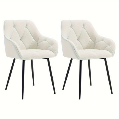 2pcs Chaise de salle à manger Chaise de cuisine Chaise de salle à manger Chaise de salon Fauteuil ergonomique Fauteuil Chaise rembourrée Siège en velours Pieds en métal
