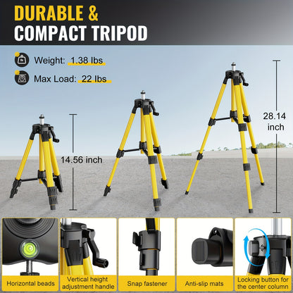 Niveau laser autodresseur 4D professionnel Conentool avec ou sans trépied robuste et barre d'extension, projecteur de lignes horizontales/verticales 16 lignes, options batterie/affichage LCD, base rotative 360° adapté au bricolage et à la rénovation