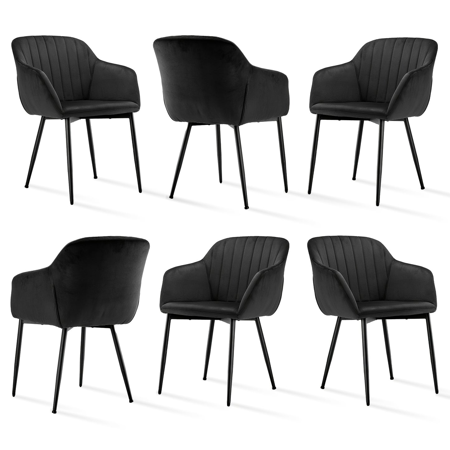 Chaises de salle à manger élégantes avec accoudoirs et soutien lombaire pour salon, cuisine et chambre, offrant un grand confort - Disponibles par lots de 2, 4 ou 6