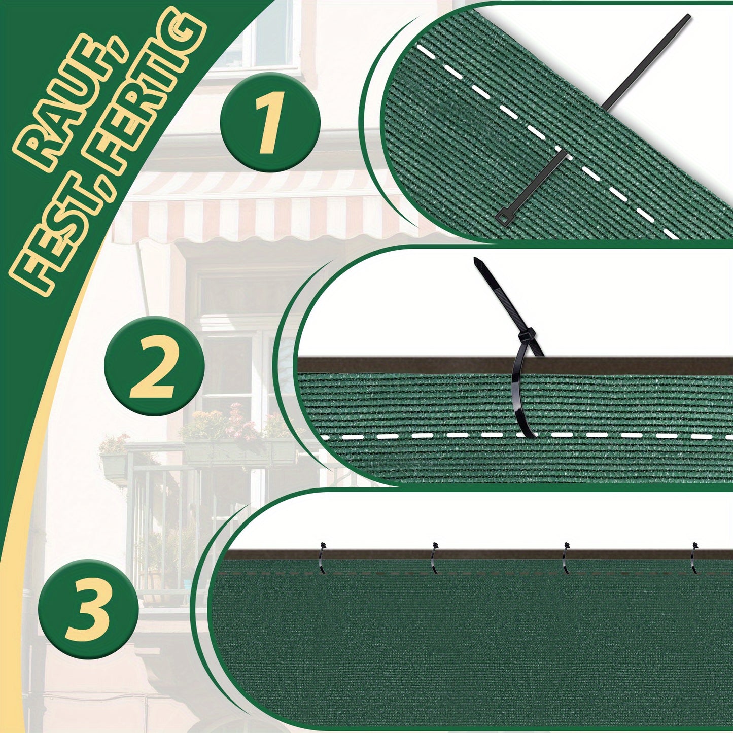 Filet de Protection BayernLive - Clôture d'Intimité, Filet -Vent Durable, Écran d'Ombre pour Clôtures - Résistant aux UV, Tissu -Vent et Protection Solaire pour Terrains de Sport, Jardins, Courts de Tennis, Clôtures Extérieures